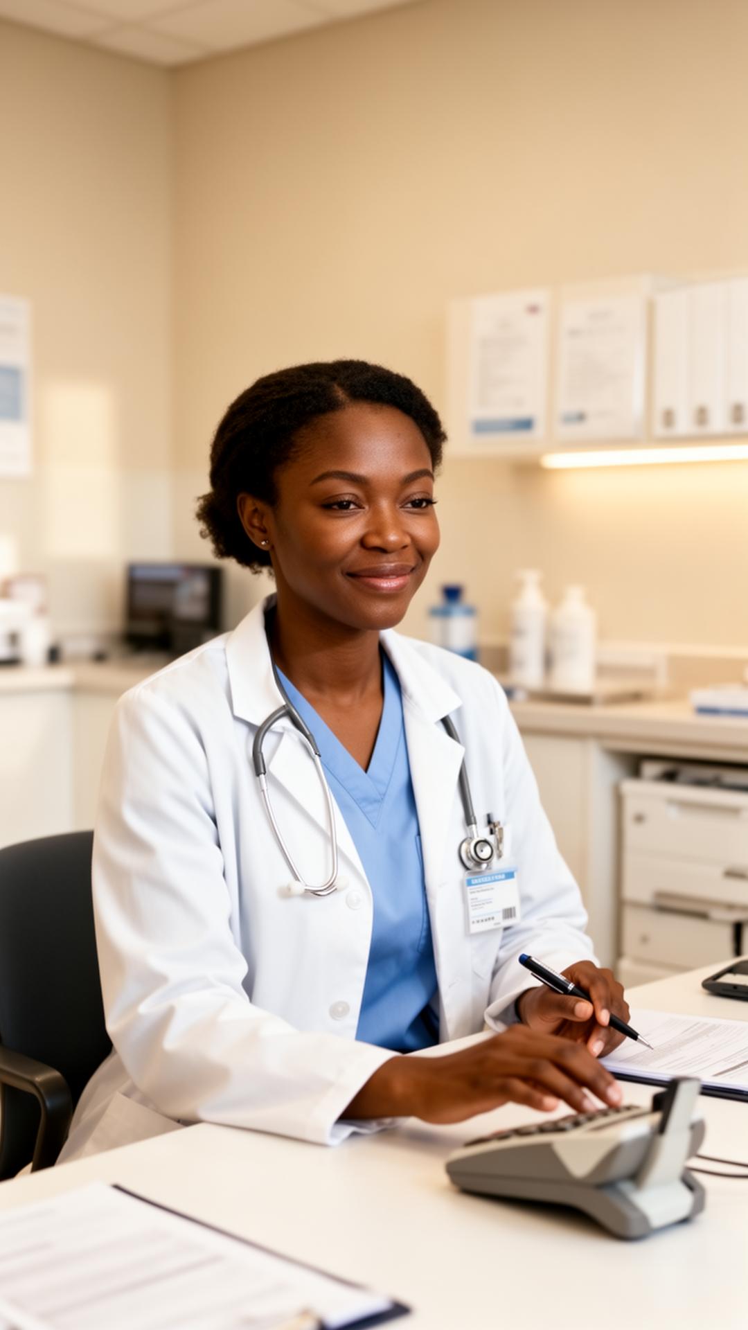 Clinician coordinating an occupational health screening